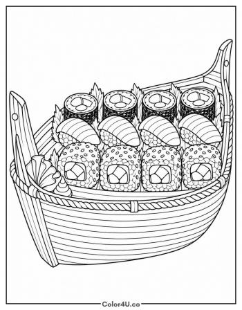 Sushi Boat Platter coloring page