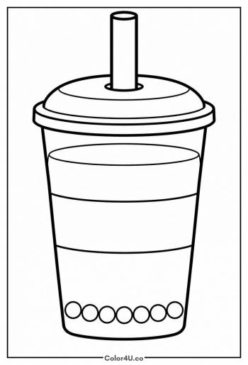 Classic Boba Tea Cup coloring page