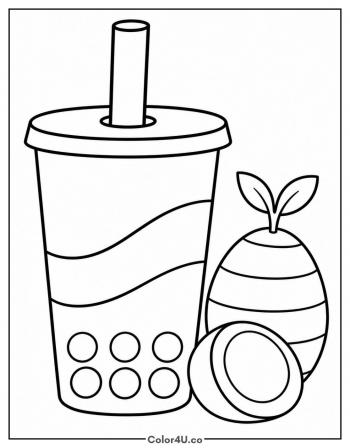 Taro Milk Tea Cup coloring page