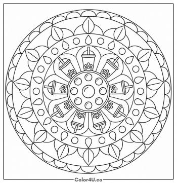 Boba Tea Mandala coloring page
