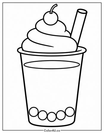 Boba Tea with Whipped Cream coloring page