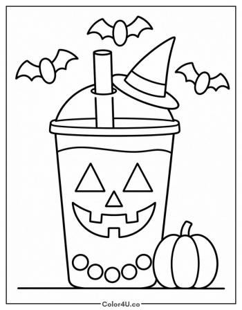 Halloween Pumpkin Boba coloring page