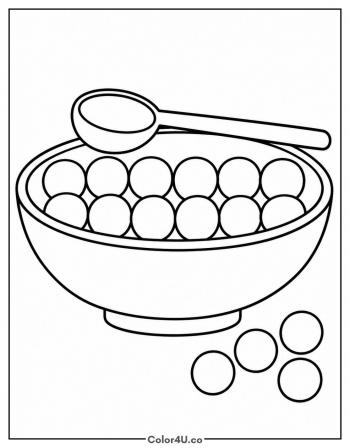 Bowl of Tapioca Pearls coloring page