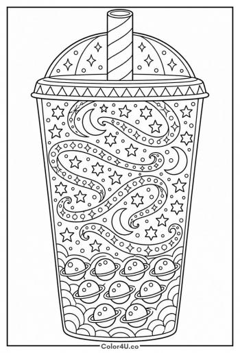 Galaxy Boba with Star Pearls coloring page