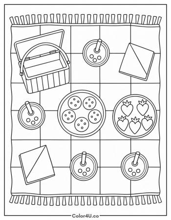 Boba Picnic with Friends coloring page