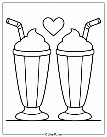 Two Milkshakes Side By Side coloring page