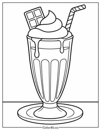 Chocolate Milkshake With Whipped Cream coloring page
