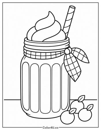 Milkshake In A Mason Jar coloring page