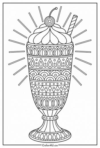 Patterned Milkshake Glass Mandala coloring page