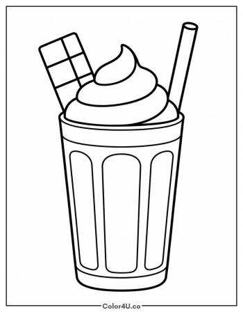 Vanilla Milkshake With A Wafer coloring page