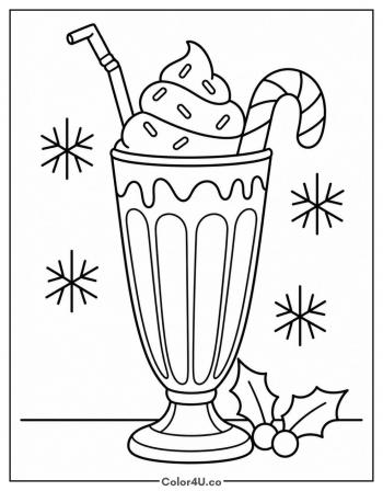 Candy Cane Christmas Milkshake coloring page