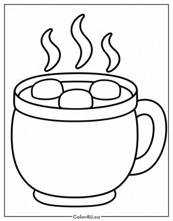 Big Mug of Hot Chocolate with Marshmallows coloring page