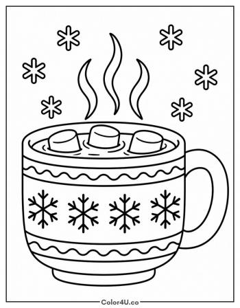 Snowflake Mug of Hot Chocolate coloring page