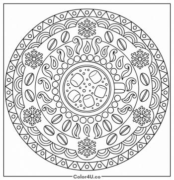 Hot Chocolate Mandala coloring page