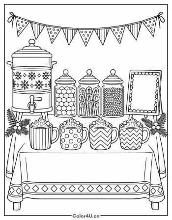 Hot Cocoa Bar Station coloring page