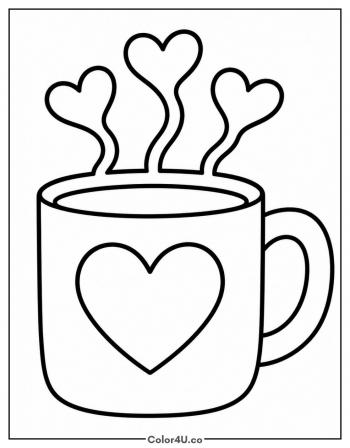 Mug with Heart Shaped Steam coloring page