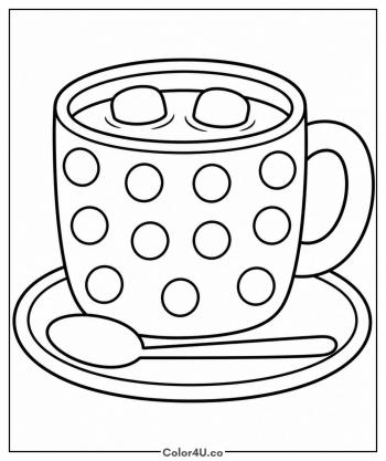 Polka Dot Mug of Hot Chocolate coloring page