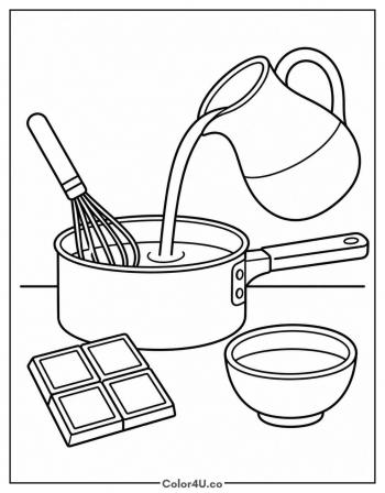 Making Hot Chocolate on the Stove coloring page