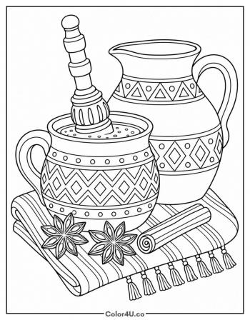 Mexican Hot Chocolate with Molinillo coloring page
