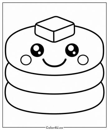 Smiling Pancake Stack coloring page