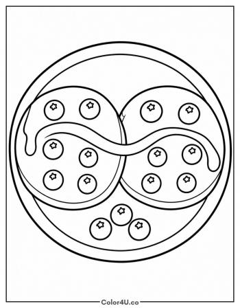 Blueberry Pancakes on a Plate coloring page