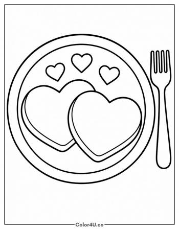 Heart Shaped Pancakes coloring page