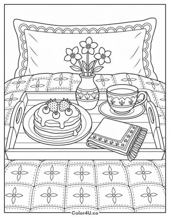 Breakfast in Bed Pancake Tray coloring page