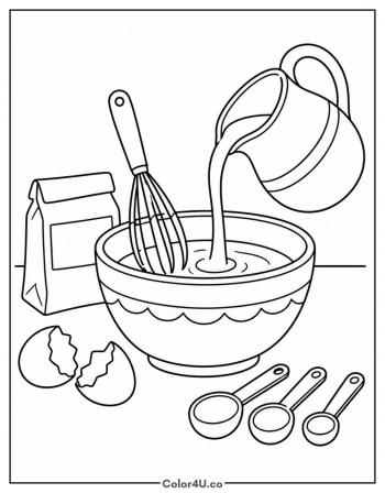 Mixing the Pancake Batter coloring page