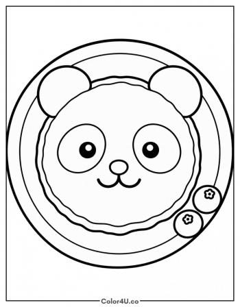Panda Face Pancake coloring page