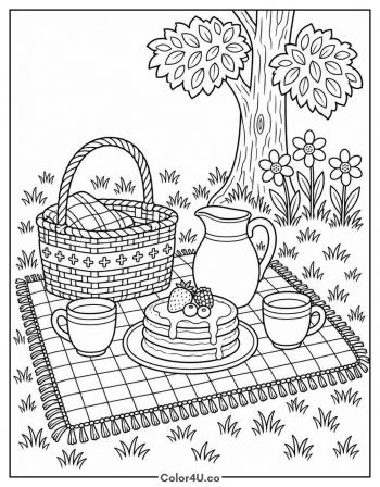 Pancake Picnic in the Park coloring page