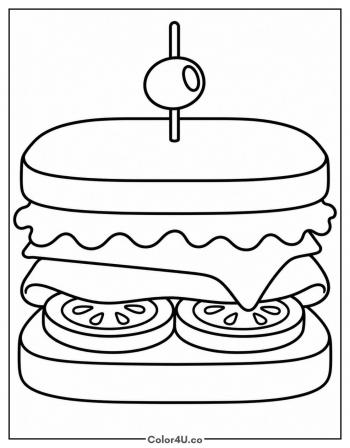 Classic Layered Sandwich coloring page