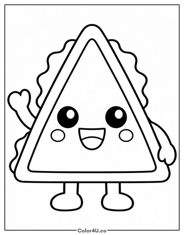Kawaii sandwich waving and smiling, easy sandwich coloring page, free printable