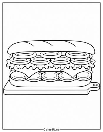 Loaded Submarine Sandwich coloring page
