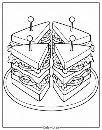 Triple Decker Club Sandwich coloring page