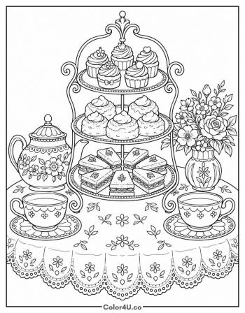 Afternoon Tea Sandwich Tray coloring page