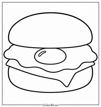 Fried Egg Breakfast Sandwich coloring page