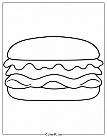 Simple Hoagie Sandwich coloring page