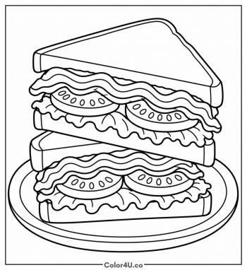 Crunchy BLT Sandwich coloring page