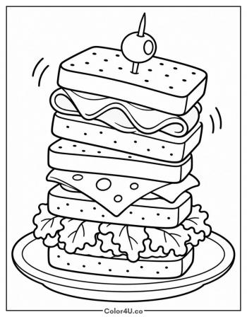 Wobbly Sandwich Tower coloring page