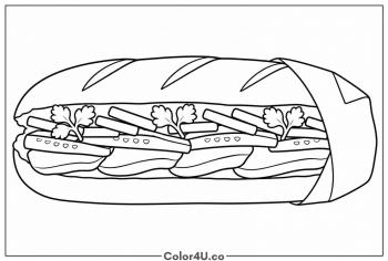 Vietnamese Banh Mi coloring page