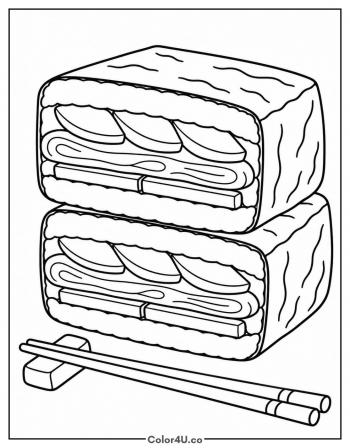 Onigirazu Sushi Sandwich coloring page