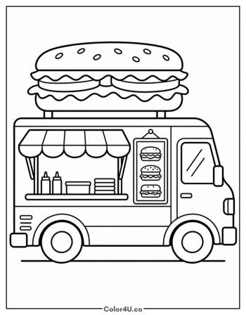 Sandwich Food Truck coloring page