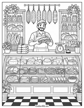 Busy Deli Counter coloring page
