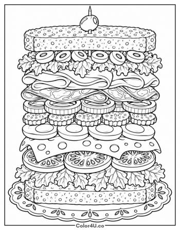 Giant Dagwood Sandwich coloring page