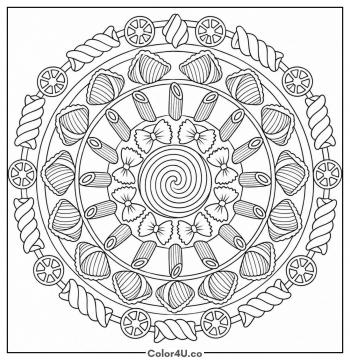 Pasta Shapes Mandala coloring page