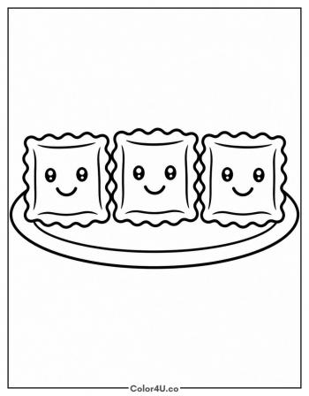 Cute Ravioli Friends coloring page