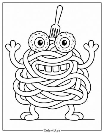Friendly Spaghetti Monster coloring page