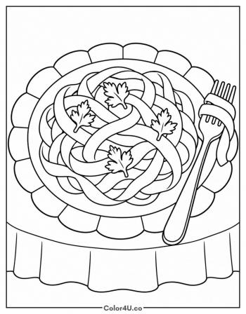 Fettuccine Alfredo Plate coloring page
