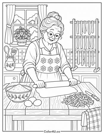 Nonna Rolling Fresh Pasta Dough coloring page