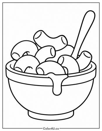 Mac and Cheese Bowl coloring page